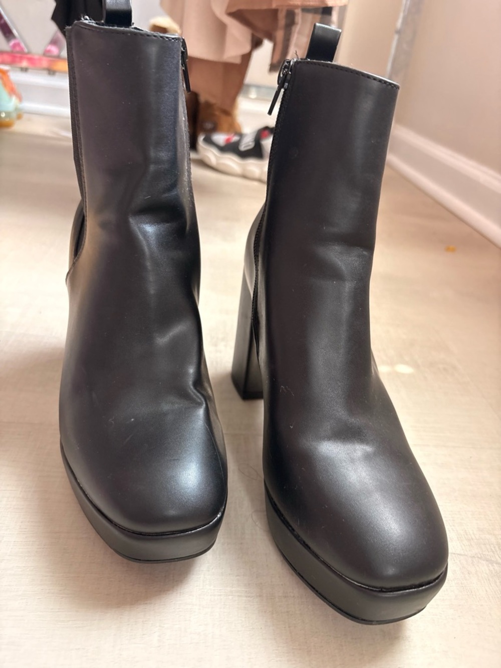 MIA Black Platform Block Heel Ankle Boots